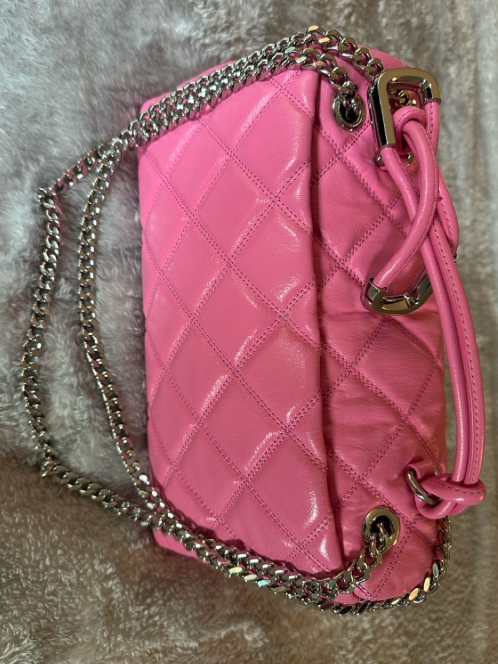 Authentic Marc Jacobs The Quilted Dual Convertible Shoulder Bag Bow Pink - Picture 13 of 16